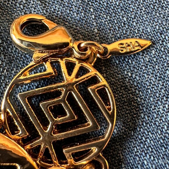 Abstract design Gold necklace & bracelet Set & 2 pairs earrings statement 80 90 - Picture 11 of 16